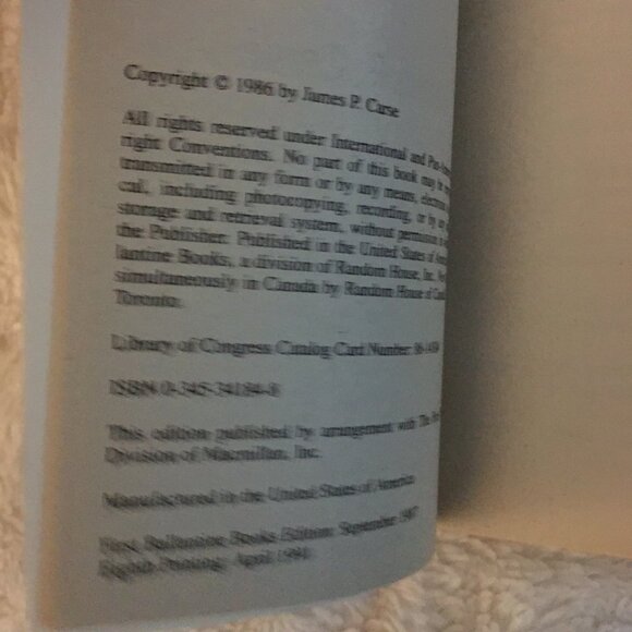 'Finite and Infinite Games' Novel By James P. Carse - Picture 4 of 6